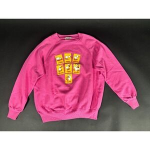 VTG Bassett Walker Sweatshirt XL Pink Fleece Lined Seven-Panel Duck Graphic